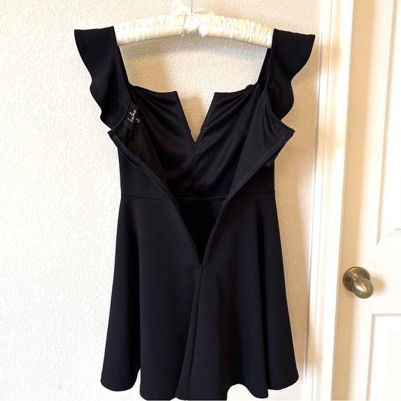 Lulus Black Ruffle Mini Dress Fit and Flare Skater Party Formal Dress Size Small - Picture 8 of 12